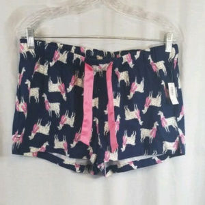Old Navy Llama Blue Pink Flannel Sleeping Shorts M